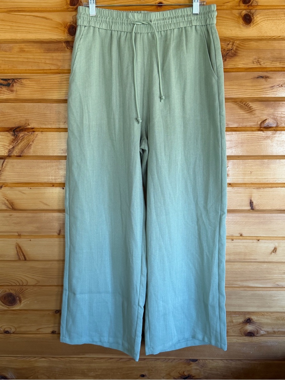 HALARA Wide Leg Drawstring Pants in Sage Green